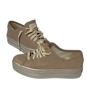 Keds X Kate Spade New York Blush Sparkle Double Deck Logo Sneakers Size 7